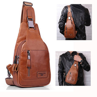 Ekphero Men Genuine Leather Shoulder Bag Vintage Chest Bags Crossbody Bags