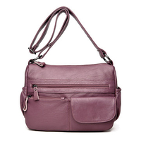 Ekphero Multi-pockets PU Leather Crossbody Bag Pure Color Shoulder Bags For Women