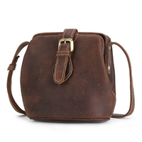Ekphero Retro Genuine Leather Bucket Bag Shoulder Bag Crossbody Bag For Women