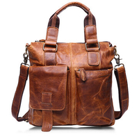 Ekphero Retro Genuine Leather Crossbody Bag Dual-use Handbag Big Capacity Shoulder Bag For Men