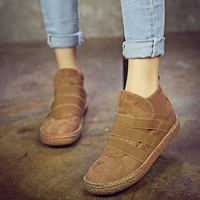 Elastic Slip On Pure Color Ankle Flat European Style Boots