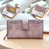 Elegant Candy Color PU Leather Long Wallet 5.5 inch Phone Bag Card Holder Purse For Women