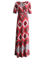 Elegant Digital Geometric Printed Maxi Dresses For Women