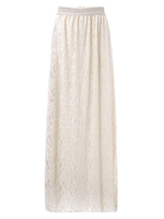 Elegant Lace Crochet Elastic Waist Hollow Out Women Long Skirt