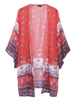 Elegant Long Sleeves Floral Printed Chiffon Kimonos