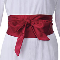 Elegant Satins Soft Pure Color Bowknot Wide Waist Belt Girdle For Women