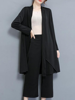 Elegant Solid Pockets Patchwork Long Sleeve Kimonos For Women