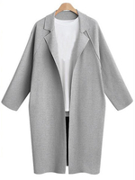 Elegant Solid Pockets Turn-Down Collar Long Sleeve Kimonos