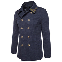 Embroidery Lapel Collar Mid Long Trench Coat