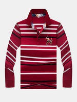 Embroidery Striped Printed Casual Business Polo Shirt