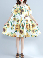 Energetic Loose Printed Short Sleeves Dress For Women