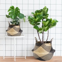Extra Large Black Natural Seagrass Belly Basket