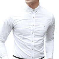 Fall Solid Color Printed Button Down Slim Fit Long Sleeve Dress Shirt for Men