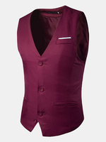 Fashion Business Casual Korean Style Pure Color Single Breasted Vest for Men