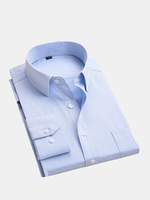 Fashion Business Solid Color Turn-Down Collar Long Sleeve Dress Shirts for Men