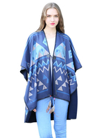 Fashion Geometric Printing Two-way Scarf Travel Shawl Poncho Cloak
