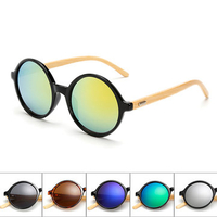 Fashion Retro Round Pure Handmade Bamboo Leg Sunglasses Anti-UV Eyewear Glasses For Men Women