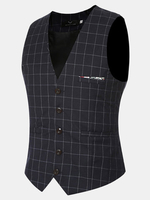 Fashion Wedding Dress Plaid Vest Slim Fit Business Suit Vest For Men
