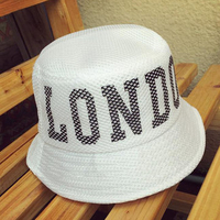 Fashion Women London Letter Embroidery Mesh Bucket Hat Casual Travel Visor Flat Hat Fishing Caps