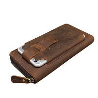 First Layer Of Cow Leather Vintage Coin Bag Business Zipper Wallet For Men