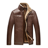 Fleece Thicken Solid Leather Jackets for Men