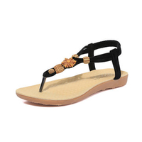 Floral Beaded Flip Flops Bohemia Beach Flat Sandals