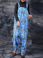 Floral Printed Spaghetti Strap Pocket Loose Jumpsuits For Women