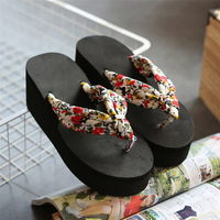 Flower Colorful Clip Toe Beach Platform Flip Flops