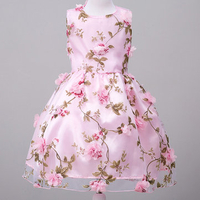 Flower Sleeveless O-neck Princess Dress For Kids Girl