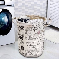 Foldable Cotton Linen Clothes Laundry Basket Dust Proof Bag Hamper Storage