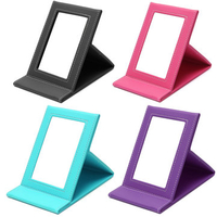 Foldable Mirror Makeup Mirrors PU Leather Travel Compact Pocket 4 Colors