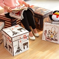 Foldable Storage Stool Square Folding Moving Box Multifunctional Case Non-woven Storage Containers