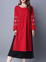 Folk Style Fake Two Pieces Casual Dresses