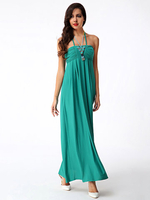Folk Style Strapless Halter Backless Maxi Dress For Women