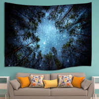 Forest Starry Sky Tapestry Wall Hanging Blanket Beach Towel Bedspread Picnic Mat Throw Decor
