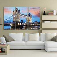 Frameless Nightfall London Bridge Decorative Canvas Wall Murals