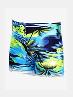 Free Size Beach Summer Swimming Coconut Tree Printing Trunks Boxers for Men