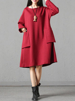 Front Big Pocket Women Casual Dresses