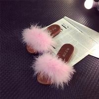 Fur Open Toe Fluffy Flat Slip On Cute Home Indoor Slippers