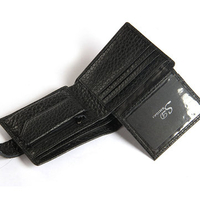 Genuine Leather Business Wallet 9 Card Holders Zipper Hasp Coin Bag For Men