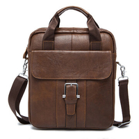 Genuine Leather Crossbody Bag Vintage Business Briefcase Dual-Use Handbag For Men