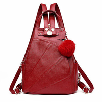 Genuine Leather Vintage Backpack Pure Color Shoulder Bag Chest Bag For Women
