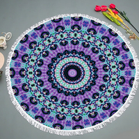 Geometry Printed Beach Towel Yoga Mat Blanket Tapestry Tablecloth Tassel Silk Scarf