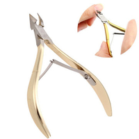 Gold Stainless Steel Nail Cuticle Scissors Double Fork Dead Skin Manicure Pedicure Tool