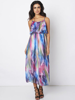 Gracila Bohemian Print Sleeveless Spaghetti Strap Chiffon Dresses For Women