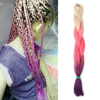 Gradient Colorful Ponytail High Temperature Synthetic Fiber Wig Hair Extensions Party 60cm