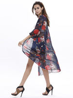Half Sleeves Printed Chiffon Beach Sun-protective Clothing