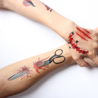 Halloween Disposable Tattoo Sticker Persistent Human Skeleton Skull Waterproof Tattoos Stickers