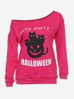 Halloween Letter Print Off-shoulder Women Sweatshirts