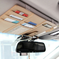 Hang Car Pu Leather Storage Bag Travel Potable Card Holder Pen Pocket Car Sun Visor Bag